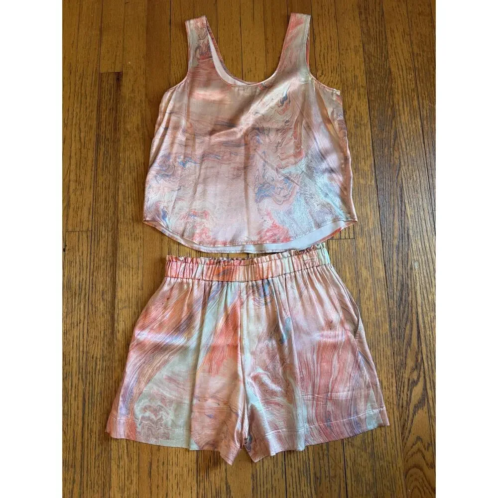 Rails Top Shorts Set Womens Small Extra Small Pastel Marble Ida Leighton Lounge - Picture 10 of 10